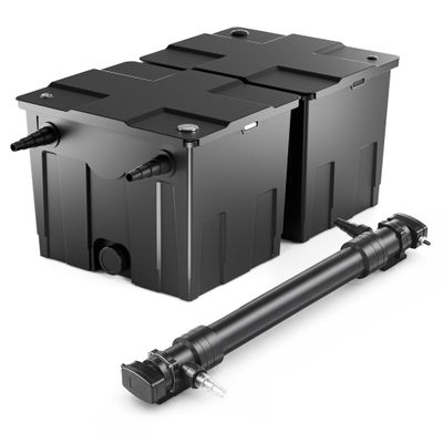 SunSun Complete Set: CBF-350B Pond Filter for Ponds up to 60,000 L with CUV-672 UVC Clarifier, 72 W