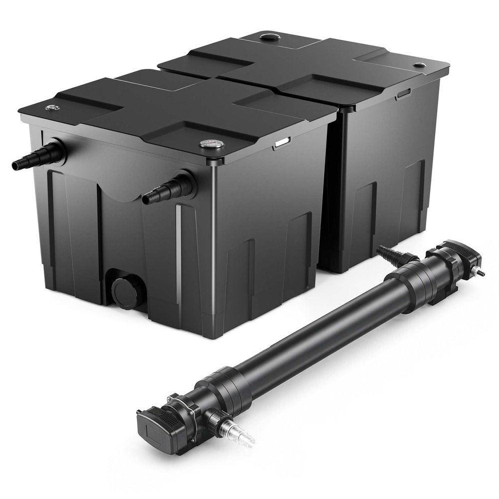 SunSun Complete Set: CBF-350B Pond Filter for Ponds up to 60,000 L with CUV-672 UVC Clarifier, 72 W