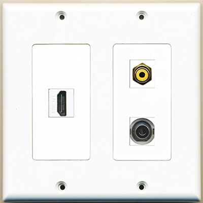 RiteAV 2-Gang Wall Plate with 1 HDMI, 1 Yellow RCA, and 1 3.5 mm Port