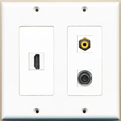RiteAV 2-Gang Wall Plate with 1 HDMI, 1 Yellow RCA, and 1 3.5 mm Port