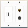 RiteAV 2-Gang Wall Plate with 1 HDMI, 1 Yellow RCA, and 1 3.5 mm Port view 1