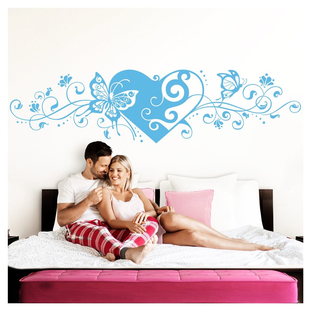 Grandora Self-Adhesive Flower Vine Heart Wall Decal, Light Blue, 116 x 29 cm