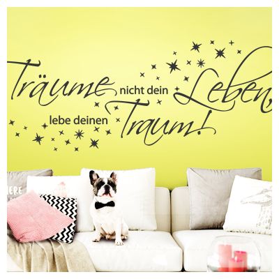 Grandora Wall Decal “Don’t Dream Your Life, Live Your Dream!” + Stars, Dark Blue, 58 x 23 cm