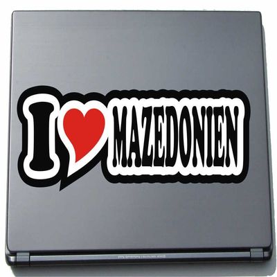 INDIGOS UG I Love Heart Sticker Decal Laptop Skin 297 mm I Love Macedonia