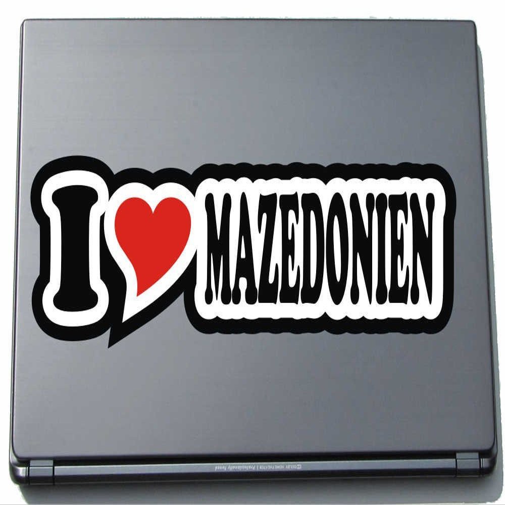 INDIGOS UG I Love Heart Sticker Decal Laptop Skin 297 mm I Love Macedonia