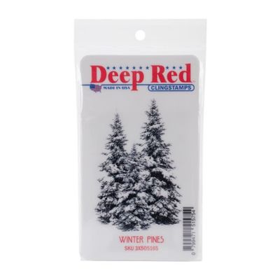 Deep Red Stamps Cling Stamp, Winter Pines, 3-1/4 x 2-1/4 in