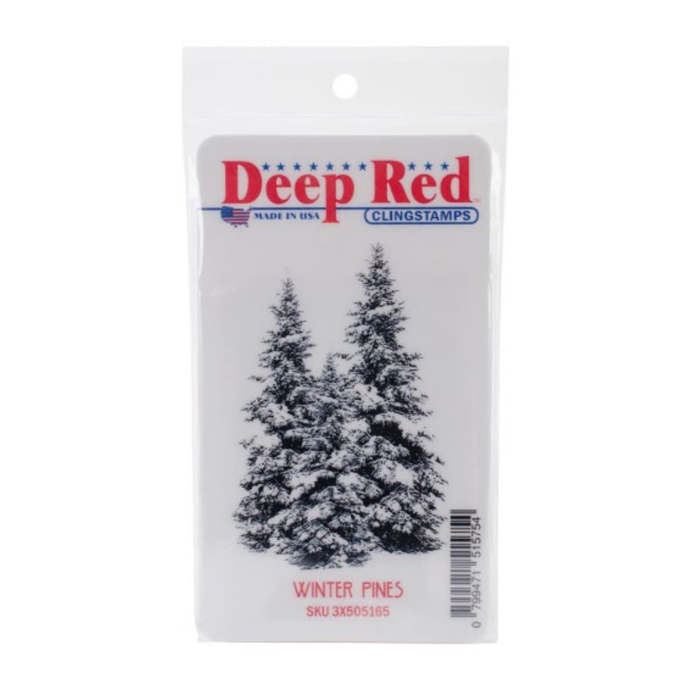 Deep Red Stamps Cling Stamp, Winter Pines, 3-1/4 x 2-1/4 in