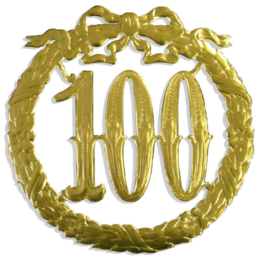 Anniversary Number 100, 24 cm, Gold, Anniversary Wreath