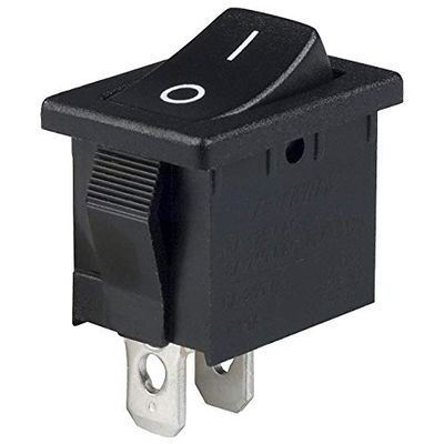 R1966ABLKBLKFF Rocker Switch, SPST-NO, 2-Position ON/OFF, 8 A/250 VAC, Black