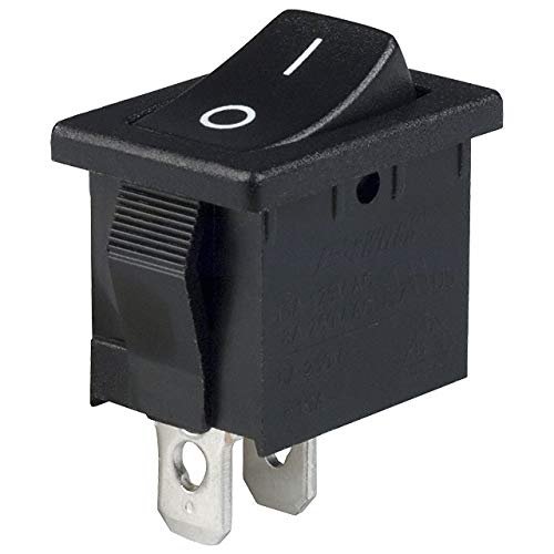R1966ABLKBLKFF Rocker Switch, SPST-NO, 2-Position ON/OFF, 8 A/250 VAC, Black