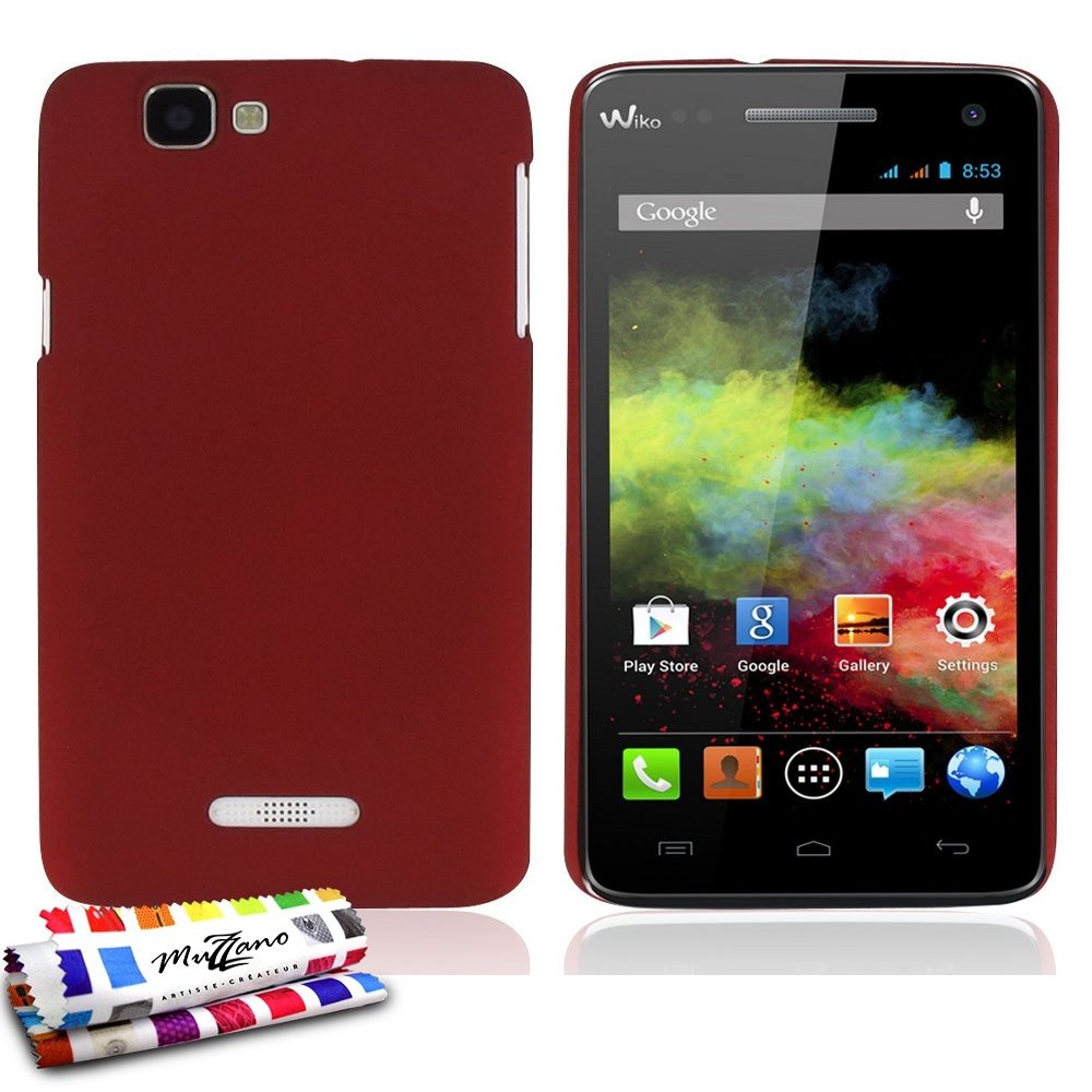 Ultra-thin hard protective case for WIKO RAINBOW [Le Pearls Premium] [Red] by MUZZANO + FREE STYLUS AND MICROFIBER CLOTH