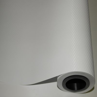 Knighaus (€5.92/m²) White 3D Carbon Car Wrap Film 400 x 152 cm with Air Channels + Free Squeegee and Instructions