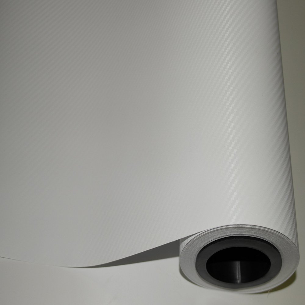 Knighaus (€5.92/m²) White 3D Carbon Car Wrap Film 400 x 152 cm with Air Channels + Free Squeegee and Instructions
