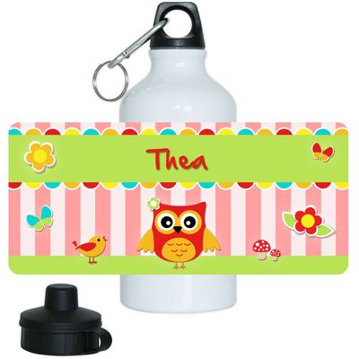 Eurofoto Aluminum Water Bottle with the Name Thea and Cute Owl Design for Girls