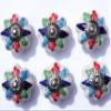6 Antique White Ceramic Cabinet Knobs with Multicolor Flower Petals, Chrome Finish view 1