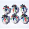 6 Antique White Ceramic Cabinet Knobs with Multicolor Flower Petals, Chrome Finish view 2