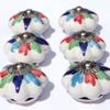 6 Antique White Ceramic Cabinet Knobs with Multicolor Flower Petals, Chrome Finish view 3
