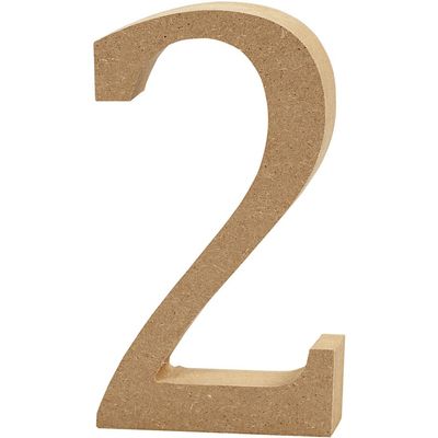 Creative Decorative Number "2", MDF, 13 x 2 cm, Brown