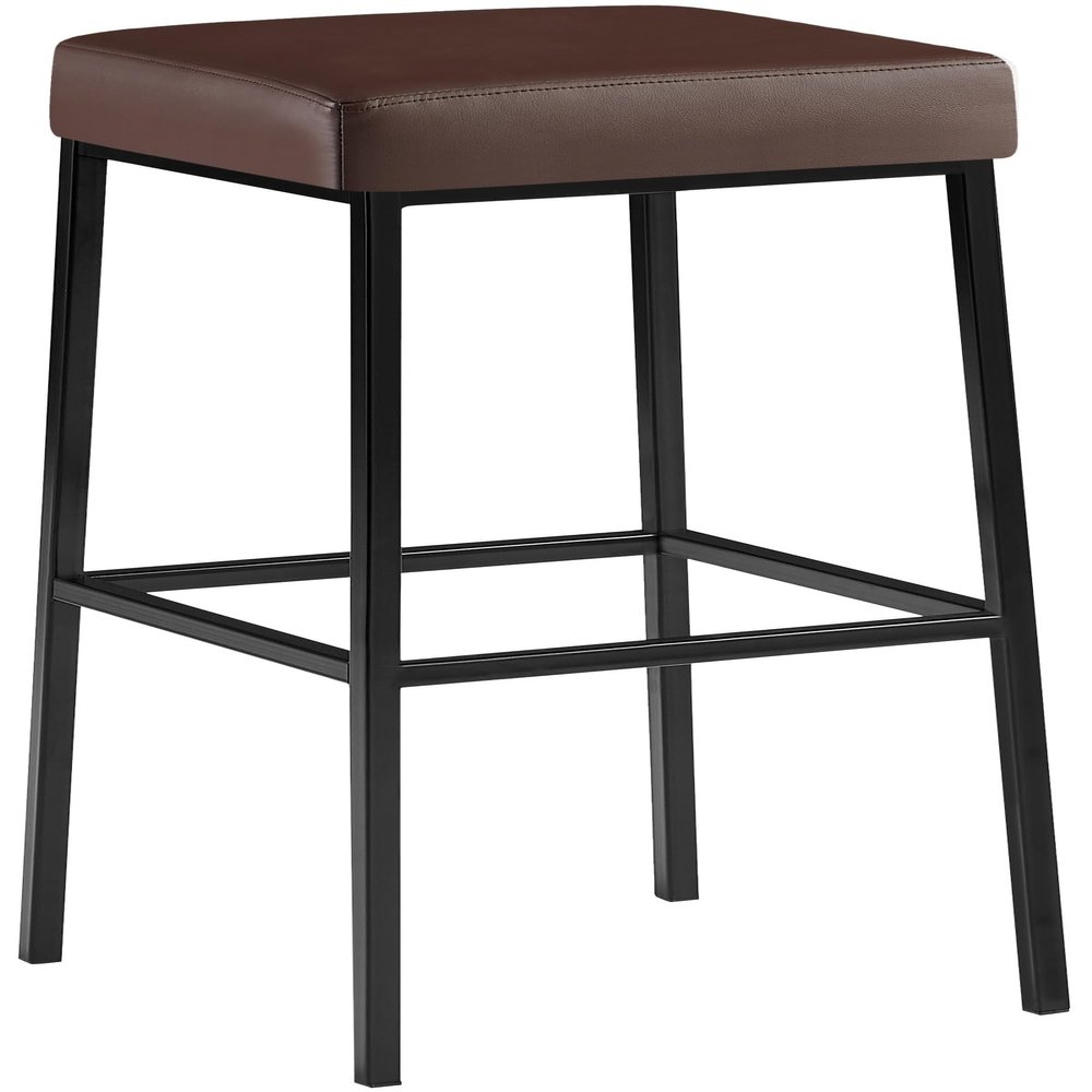 CLP Montreal Bar Stool | Upholstered Faux Leather Seat | Metal Frame | Brown and Black