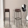 CLP Montreal Bar Stool | Upholstered Faux Leather Seat | Metal Frame | Brown and Black view 2