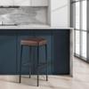 CLP Montreal Bar Stool | Upholstered Faux Leather Seat | Metal Frame | Brown and Black view 3