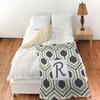 Manual Woodworker's & Weavers Coral Fleece Throw, 30 x 40 in, Monogrammed Letter R, Gray Honeycomb Pattern view 2