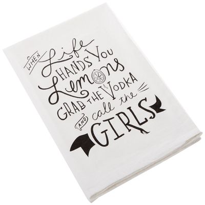 Primitives by Kathy LOL Made You Smile Dish Towel, Cotton, 28 x 28 in, Grab the Vodka