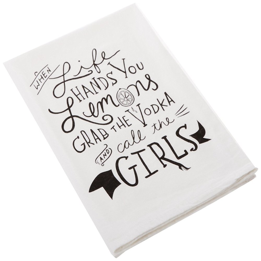 Primitives by Kathy LOL Made You Smile Dish Towel, Cotton, 28 x 28 in, Grab the Vodka