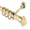 28 mm Curtain Rod, Wood and Plastic, Natural and Brass, 260 cm, Center-Split view 1
