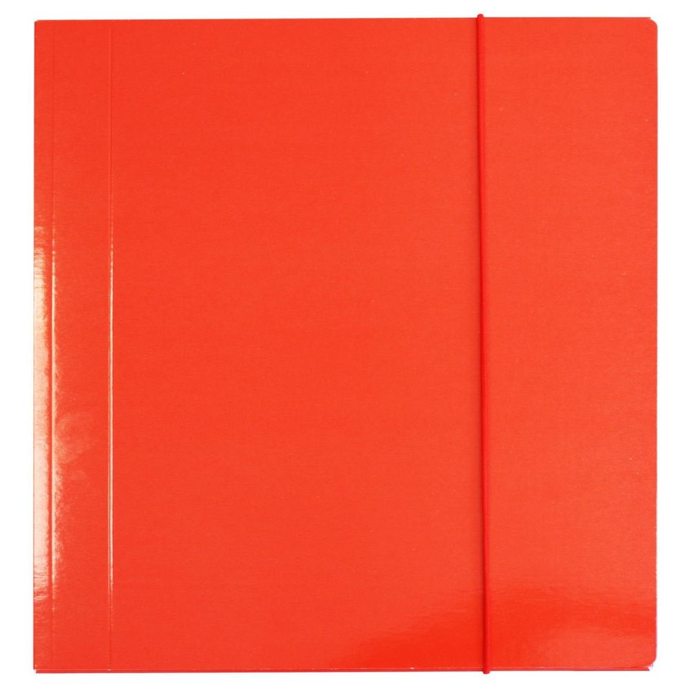 10 A4 Elastic Folders / Corner-Fastener Folders, Red High-Gloss Cardstock