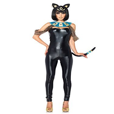 Egyptian Cat Goddess Women's Costume, Black/Gold, L