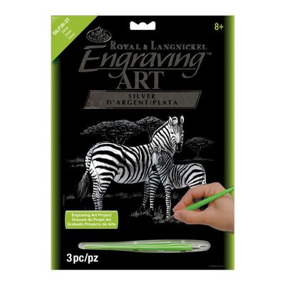 Royal Brush Silver Foil Engraving Kit, 8 x 10 in, Zebras