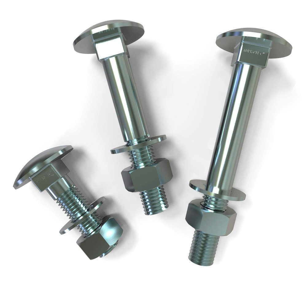 AUPROTEC Carriage Bolts M5–M12 with Nuts and Washers, 10 pcs M12x60