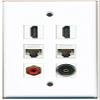 RiteAV White Wall Plate with 2 HDMI, 1 Red RCA, 1 Toslink, and 2 Cat5e Ethernet Ports view 1