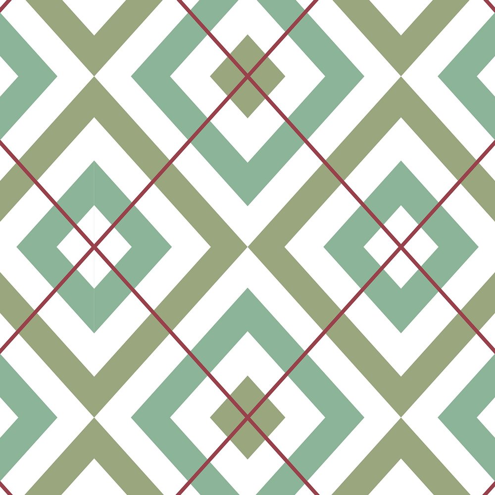 Modern GMM Modern Living Diamond Green Wallpaper with Red Check Pattern – Sample 20 x 46.5 cm