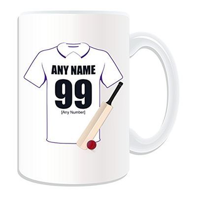 Personalized Gift, Large Cheshire County Mug, Cricket Club Design, White