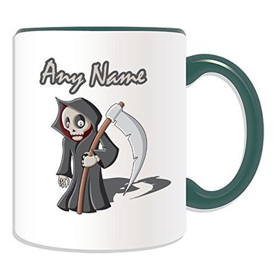 Personalized Grim Reaper Mug, Green Ceramic
