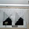Ready-Made Voile Curtain with Gathering Tape, Modern Design, Brown Trim view 1