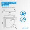 AQUABAD Shower Tray | Forta Plus with LeakProtect Technology, Smooth White, 80 x 80 cm, Quadrant R55 view 4