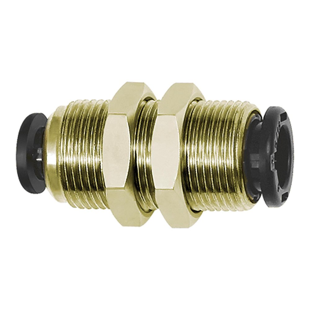 RIEGLER 108746-751.015-68 Straight Reduced Bulkhead Push-In Fitting, click-clock, M15x1.0, 6/8 mm, 1 pc.