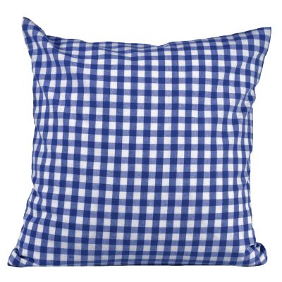 Hans-Textil-Shop 1 x 1 cm Checkered Pillowcase with Hotel Closure, Blue, 50 x 70 cm