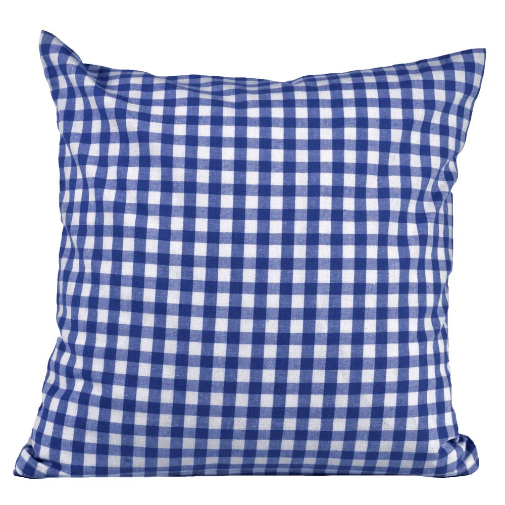 Hans-Textil-Shop 1 x 1 cm Checkered Pillowcase with Hotel Closure, Blue, 50 x 70 cm