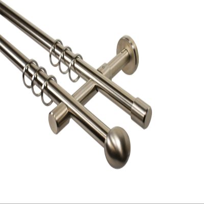 Stainless Steel Look Double Curtain Rod, 16 mm, Ball Finials, 180 cm