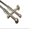 Stainless Steel Look Double Curtain Rod, 16 mm, Ball Finials, 180 cm view 1