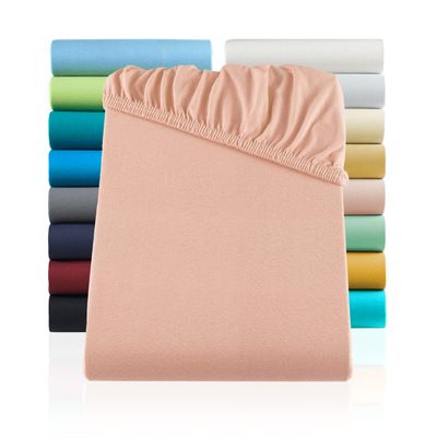 SHC by BaSaTex Jersey Fitted Sheet, 200 x 220 cm, Dusty Pink