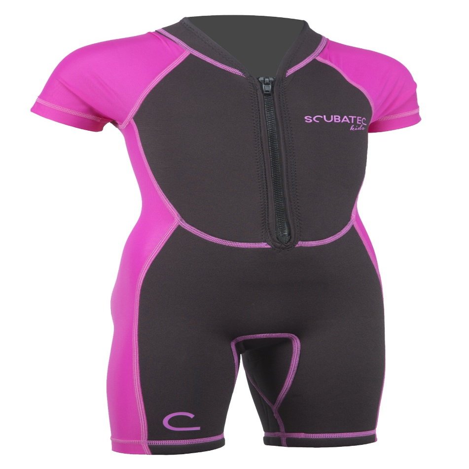 ScubaTec Kids' 2 mm Neoprene Shorty Wetsuit for Boys & Girls, Red, 152–158 (L)
