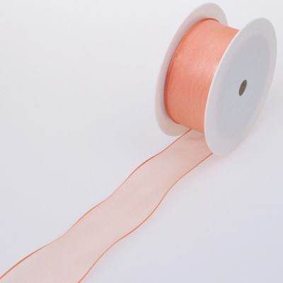 Organza Ribbon with Wire Edge, Orange, 40 mm Wide, 25 m Roll - 44040-40-25-26