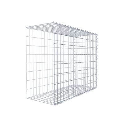 Gabiona Rectangular Gabion Stone Basket, 5 x 10 cm Mesh, 40 cm Deep, Extension Basket Type 2, Spiral Fastening, Galvanized (100 x 80 x 40 cm)