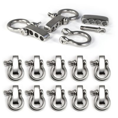 Ganzoo Omega Shackle 10-Piece Set, Stainless Steel, Silver, Adjustable Screw Closure, 30 mm