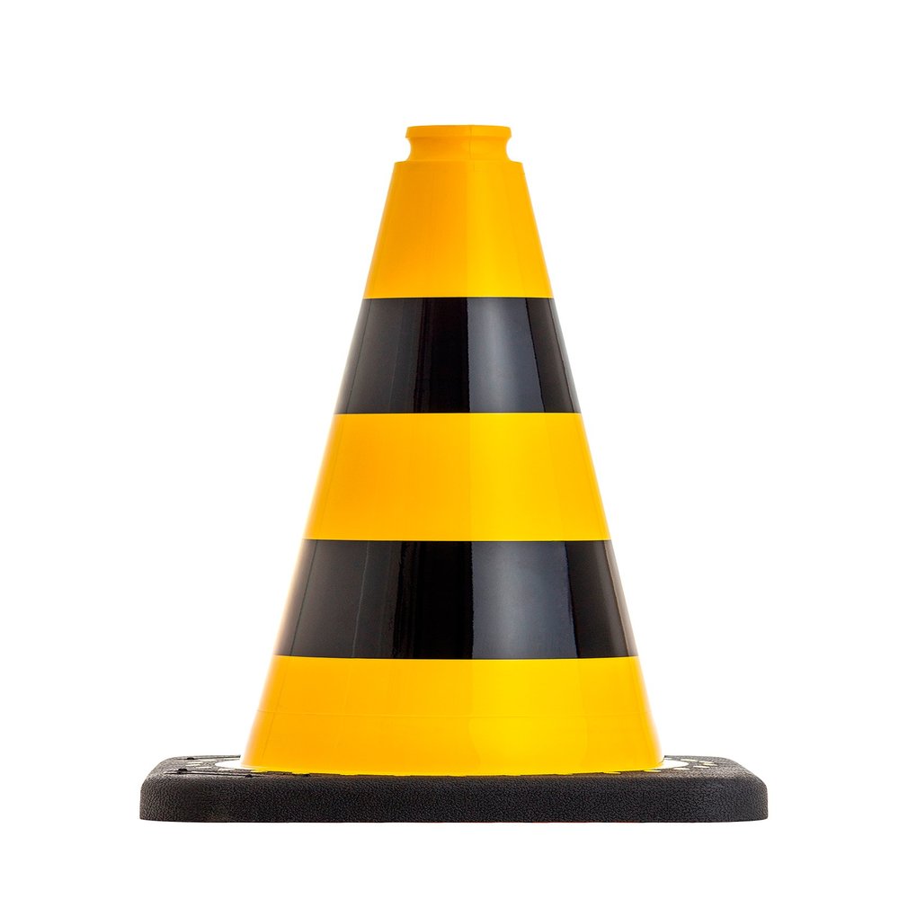 50 cm Yellow and Black Traffic Cone for Warehouse and Workplace Safety